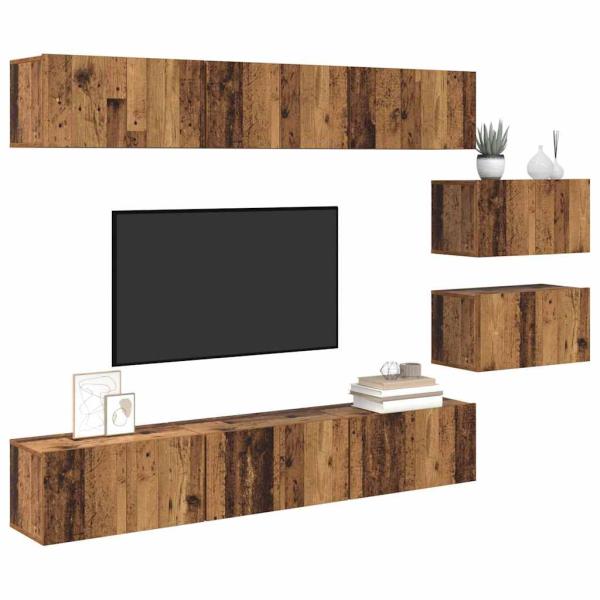 TV-Schränke mit Speicher mit Tür 8 pcs Altes Holz 60 x 30 x 30.5 cm