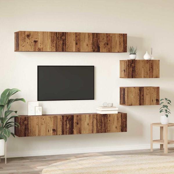 TV-Schränke mit Speicher mit Tür 8 pcs Altes Holz 60 x 30 x 30.5 cm