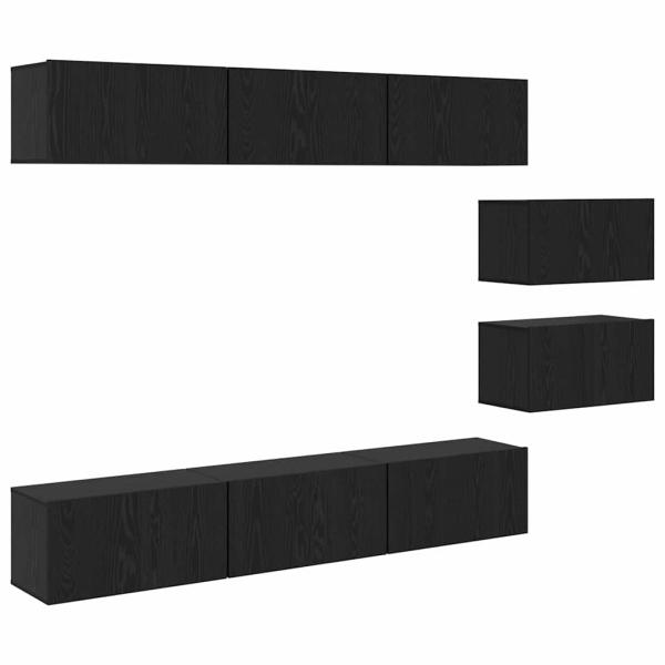 TV-Schränke mit Speicher mit Tür 8 pcs Schwarz Eiche 60 x 30 x 30.5 cm