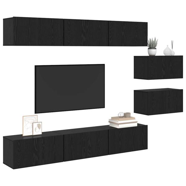 TV-Schränke mit Speicher mit Tür 8 pcs Schwarz Eiche 60 x 30 x 30.5 cm