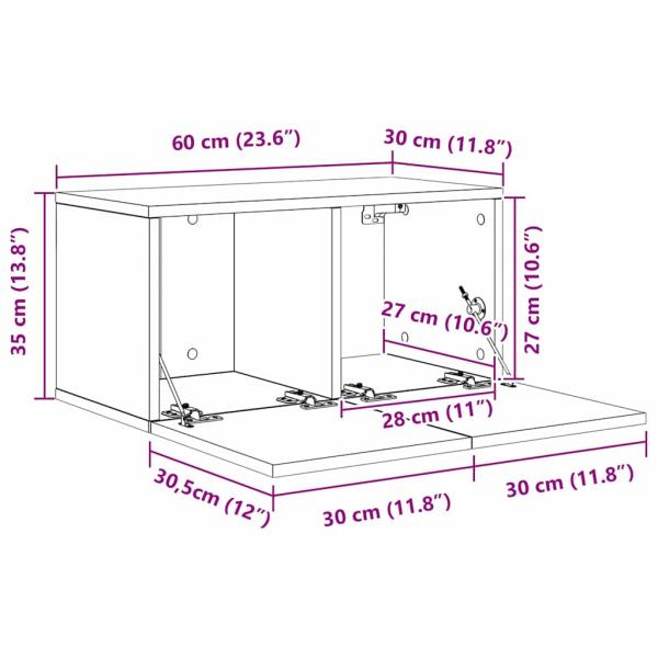 TV-Schränke mit Speicher mit Tür 8 pcs Schwarz Eiche 60 x 30 x 30.5 cm