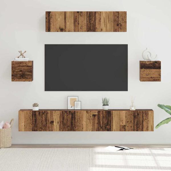 ARDEBO.de - TV-Schranksystem Sonstiges mit Speicher mit Tür 7 pcs Altes Holz 80 x 30 x 30 cm