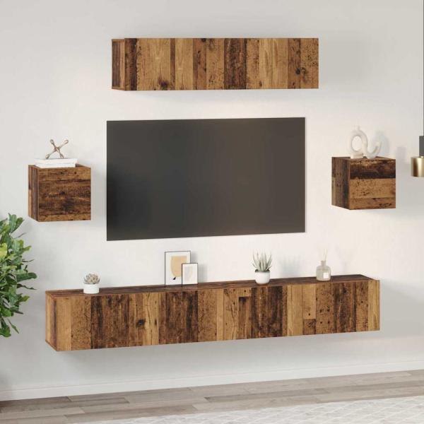 TV-Schranksystem Sonstiges mit Speicher mit Tür 7 pcs Altes Holz 80 x 30 x 30 cm