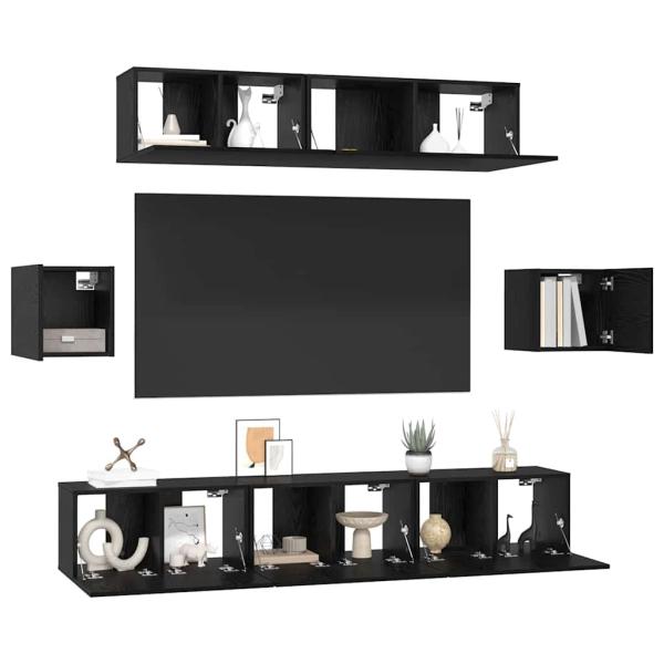 ARDEBO.de - TV-Schranksystem Sonstiges 7 pcs Schwarz Eiche 80 x 30 x 30 cm