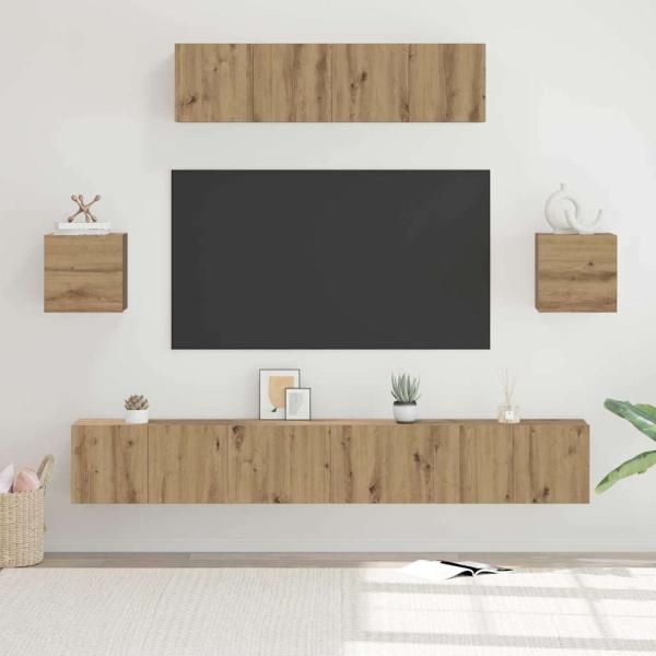 ARDEBO.de - TV-Schranksystem 7 pcs Handwerklich gefertigter Eichenholz