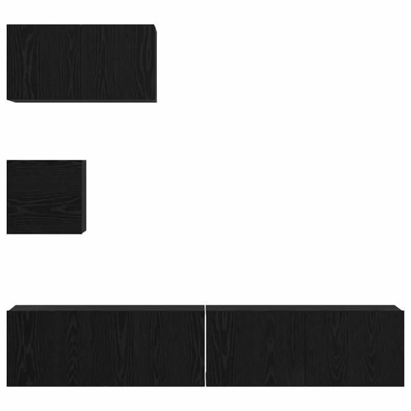 TV-Regal Set Sonstiges mit Speicher mit Tür 4 pcs Schwarz Eiche 80 x 30 x 30 cm