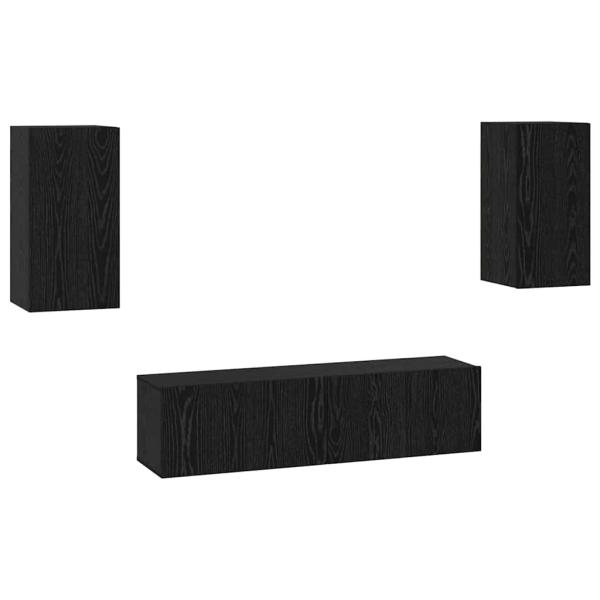 TV-Schrank-Set 4 pcs Schwarz Eiche Mittel 60 x 30 x 30 cm