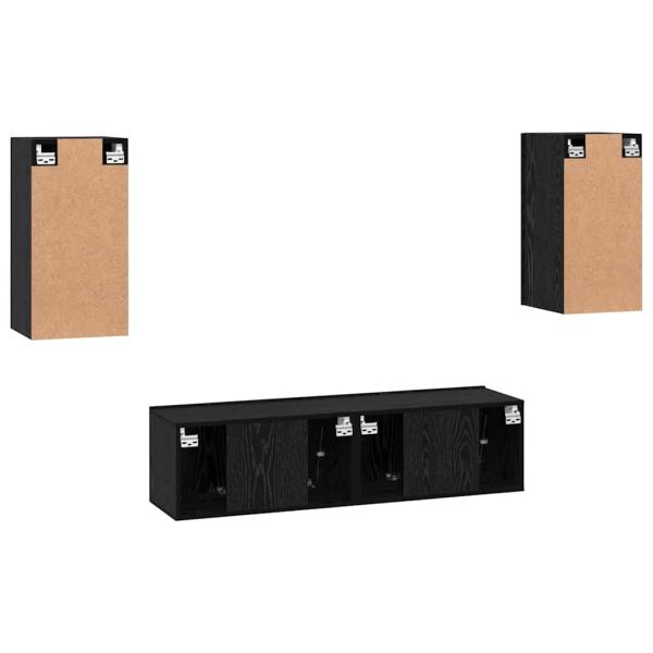 TV-Schrank-Set 4 pcs Schwarz Eiche Mittel 60 x 30 x 30 cm