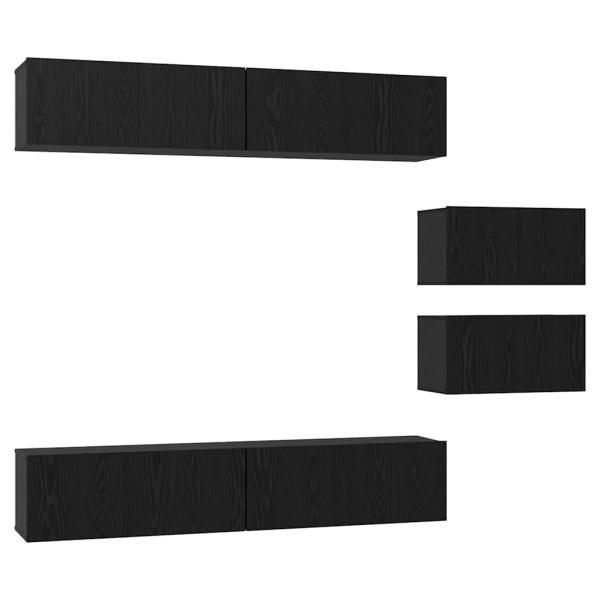 TV-Schränke mit Speicher mit Tür 6 pcs Schwarz Eiche 80 x 30 x 30,5 cm