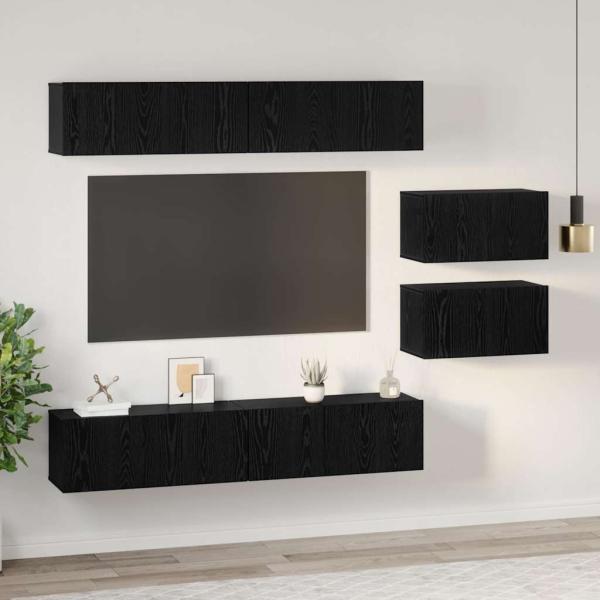 TV-Schränke mit Speicher mit Tür 6 pcs Schwarz Eiche 80 x 30 x 30,5 cm