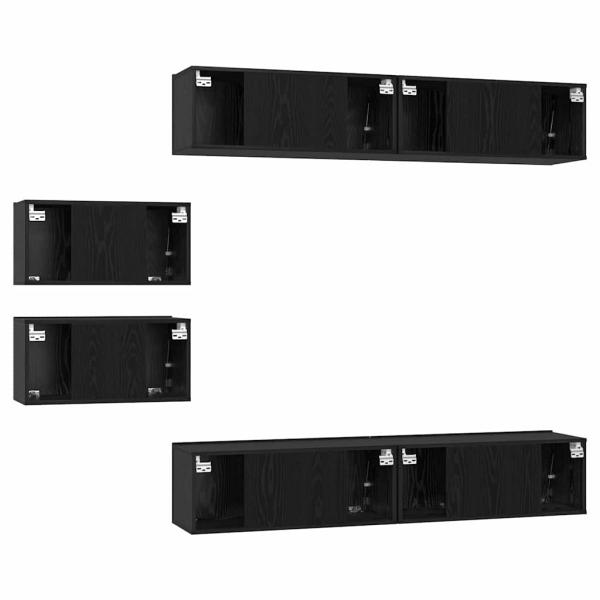 TV-Schränke mit Speicher mit Tür 6 pcs Schwarz Eiche 80 x 30 x 30,5 cm