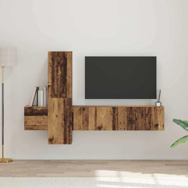 ARDEBO.de - TV-Schrank-Set 5 pcs Altes Holz Mittel 181 x 30 x 120 cm