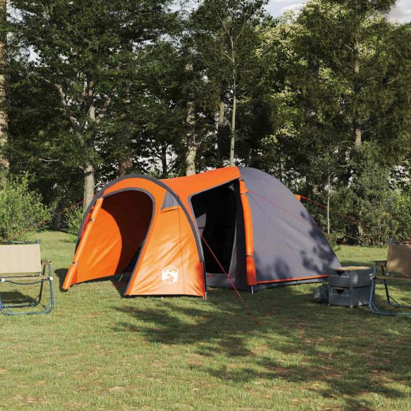 ARDEBO.de - Kuppelzelt mit Dach mit Speicher Grau und Orange 384 x 254 x 170 cm