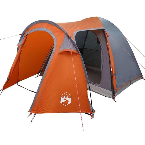 Kuppelzelt mit Dach mit Speicher Grau und Orange 384 x 254 x 170 cm