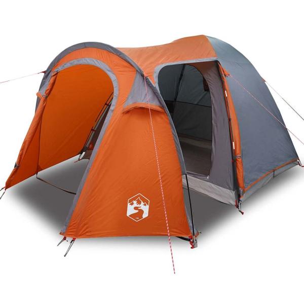 Kuppelzelt mit Dach mit Speicher Grau und Orange 384 x 254 x 170 cm