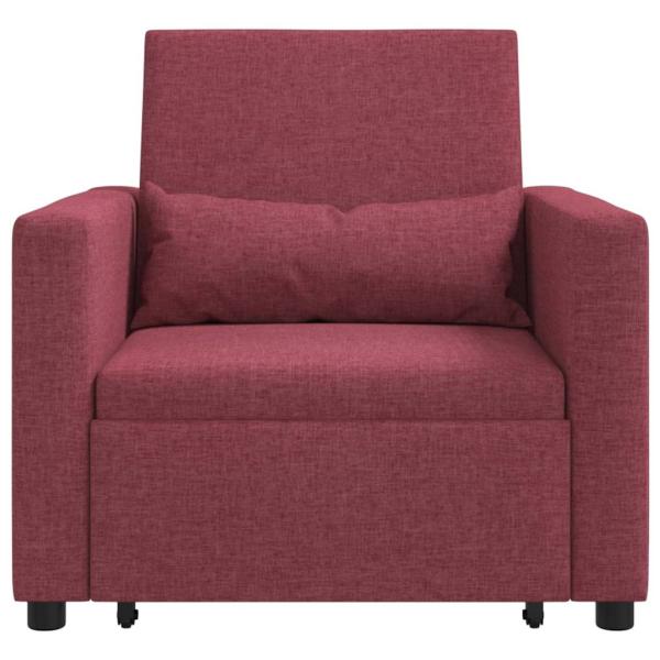 3-in-1 Einzelsofa Bett umwandelbar Weinrotes Gewebe