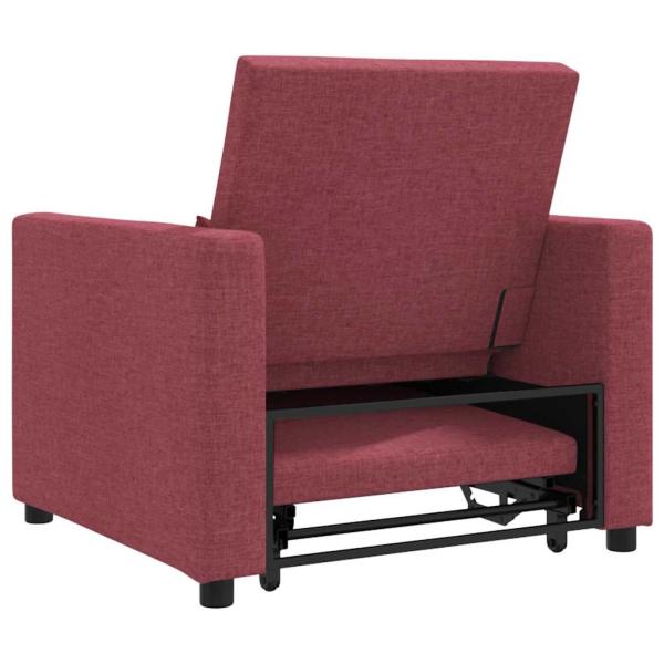 3-in-1 Einzelsofa Bett umwandelbar Weinrotes Gewebe