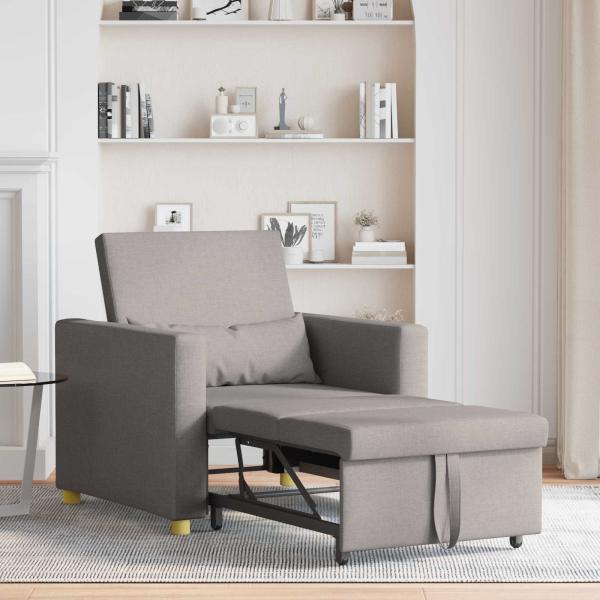 3-in-1 Einzelsofa Bett umwandelbar Taupe Stoff