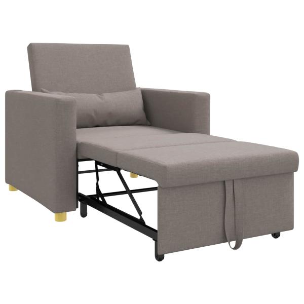 3-in-1 Einzelsofa Bett umwandelbar Taupe Stoff