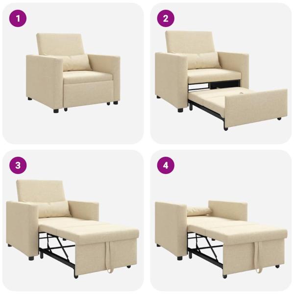 3-in-1 Einzelsofa-Bett konvertierbar Creme Stoff