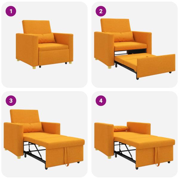3-in-1 Einzelsofa-Bett wandelbar Gelb Dunkler Stoff