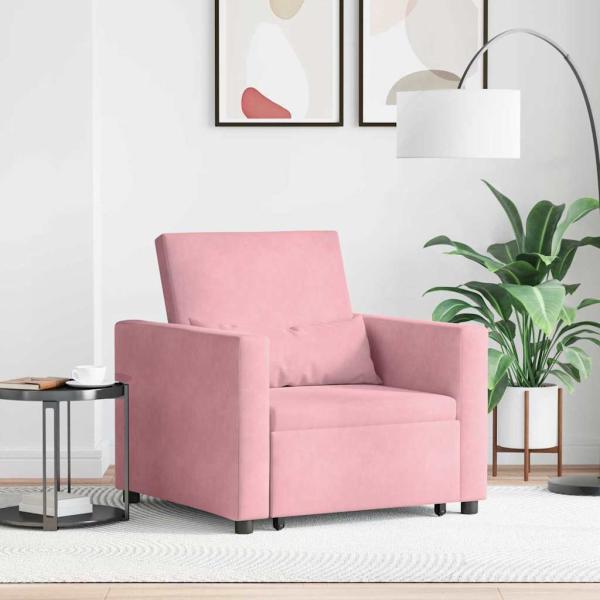 ARDEBO.de - 3-in-1 Schlafsofa Rosa Samt