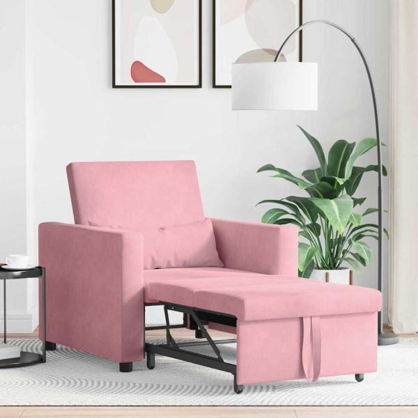 3-in-1 Schlafsofa Rosa Samt