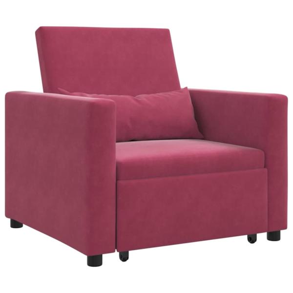 3-in-1 Schlafsofa Weinrot Samt