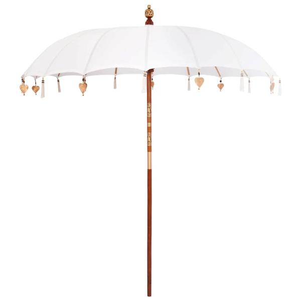 ARDEBO.de - Sonnenschirm Creme x 250 cm Baumwolle und Massivholz