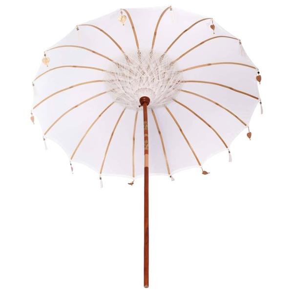 Sonnenschirm Creme x 250 cm Baumwolle und Massivholz