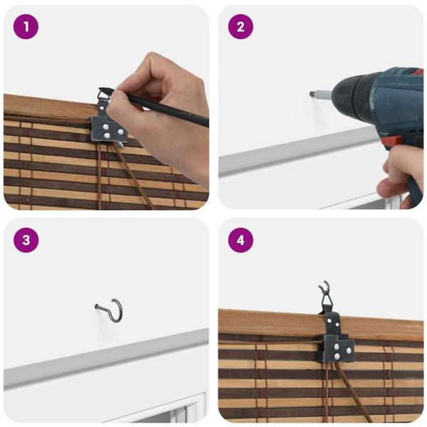 Fensterjalousien und -schattierungen Braun 90 x 220 cm Bambus