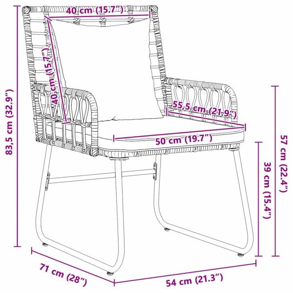 Garten Essgruppe 3 pcs Schwarz, Anthrazit 113 x 69 x 83 cm