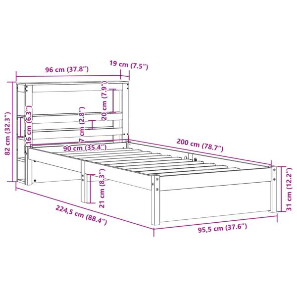 Bettgestell mit Kopfteil ohne Matratze Weiß 90x200 cm