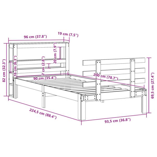 Bettgestell mit Kopfteil ohne Matratze Weiß 90x200 cm