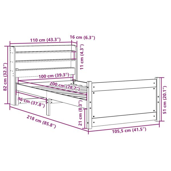Bettgestell mit Kopfteil ohne Matratze Weiß 100x200 cm
