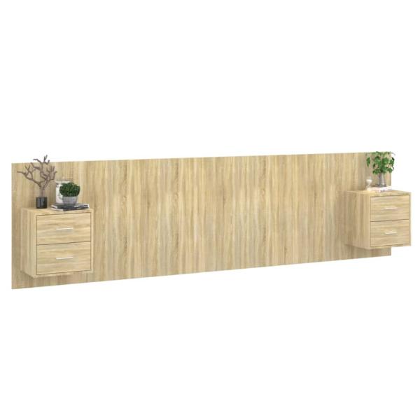 Kopfteil mit Nachttischen Sonoma-Eiche Holzwerkstoff