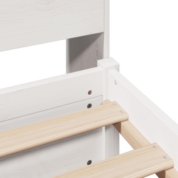 Massivholzbett mit Regal ohne Matratze Weiß 90x190 cm Kiefer