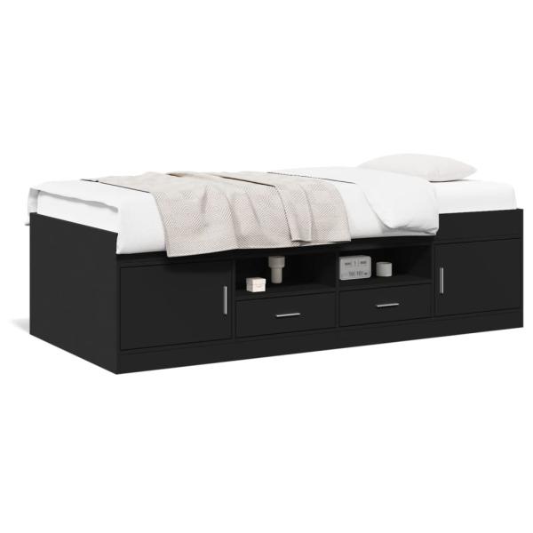 ARDEBO.de - Tagesbett mit Schubladen ohne Matratze Schwarz 90x200 cm
