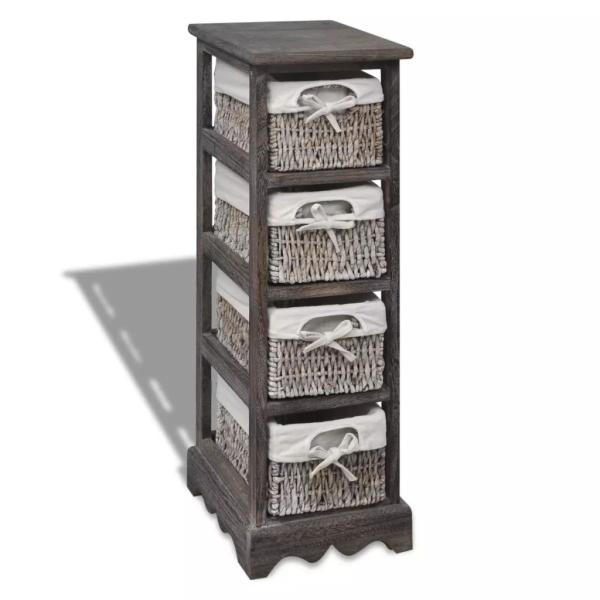 ARDEBO.de - Korbregal Holz mit 4 Körben Braun