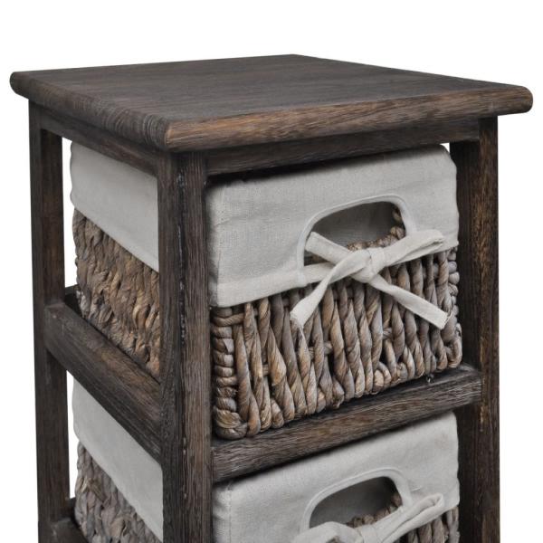 Korbregal Holz mit 4 Körben Braun