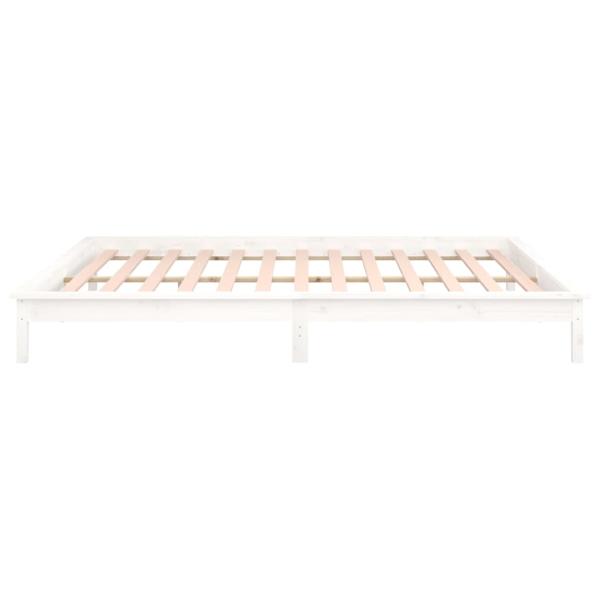 Massivholzbett mit LEDs Weiß 120x190 cm