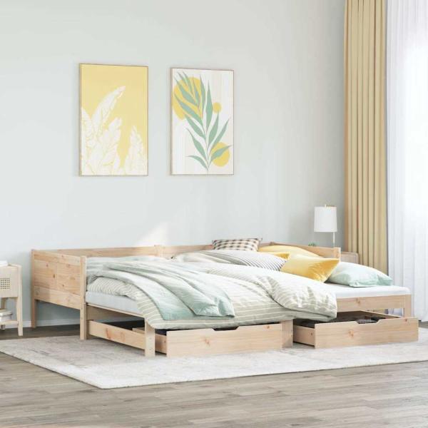 ARDEBO.de - Tagesbett Ausziehbar mit Schubladen ohne Matratze 80x200 cm