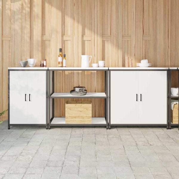 ARDEBO.de - Küchenaufbewahrungsset mit Regal Sonstiges mit Speicher mit Tür 3 pcs Weiß 210 x 50 x 92 cm