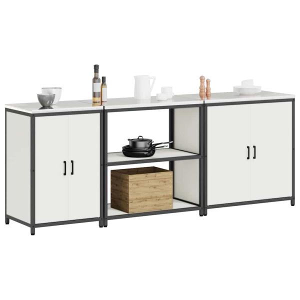 Küchenaufbewahrungsset mit Regal Sonstiges mit Speicher mit Tür 3 pcs Weiß 210 x 50 x 92 cm