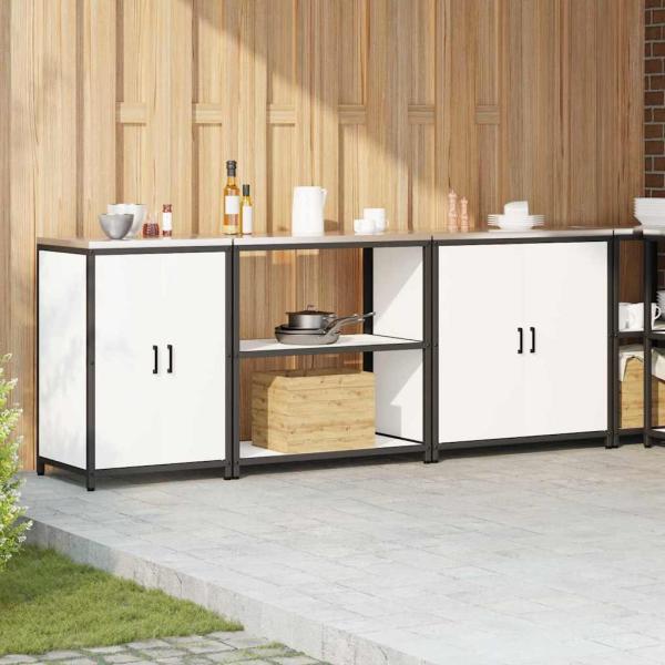 Küchenaufbewahrungsset mit Regal Sonstiges mit Speicher mit Tür 3 pcs Weiß 210 x 50 x 92 cm