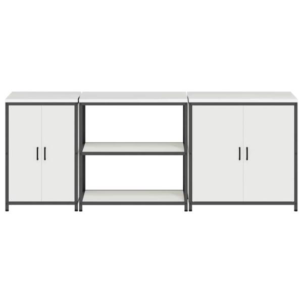 Küchenaufbewahrungsset mit Regal Sonstiges mit Speicher mit Tür 3 pcs Weiß 210 x 50 x 92 cm