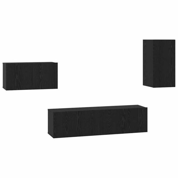 TV-Schrank-Set mit Regal Sonstiges 4 pcs Schwarz Eiche 30,5 x 30 x 60 cm