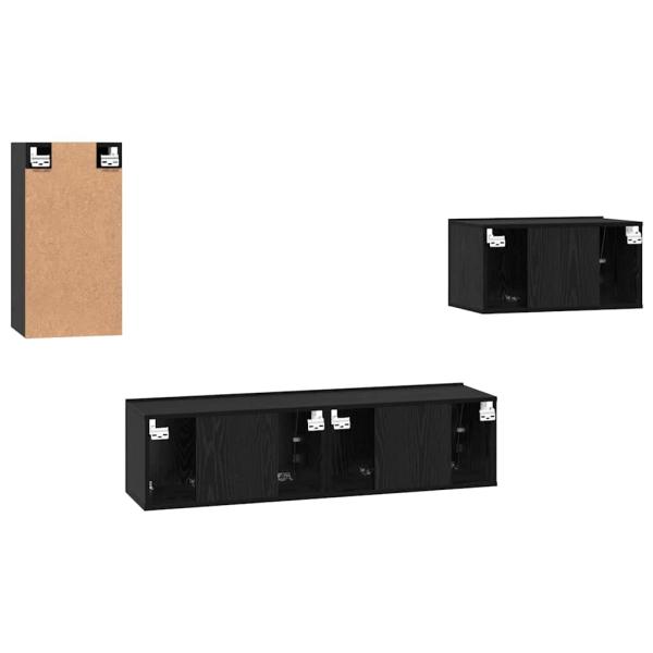TV-Schrank-Set mit Regal Sonstiges 4 pcs Schwarz Eiche 30,5 x 30 x 60 cm