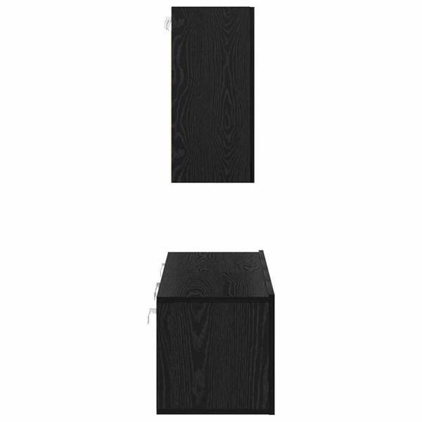 TV-Schrank-Set mit Regal 4 pcs Schwarz Eiche 120 x 30 x 30 cm