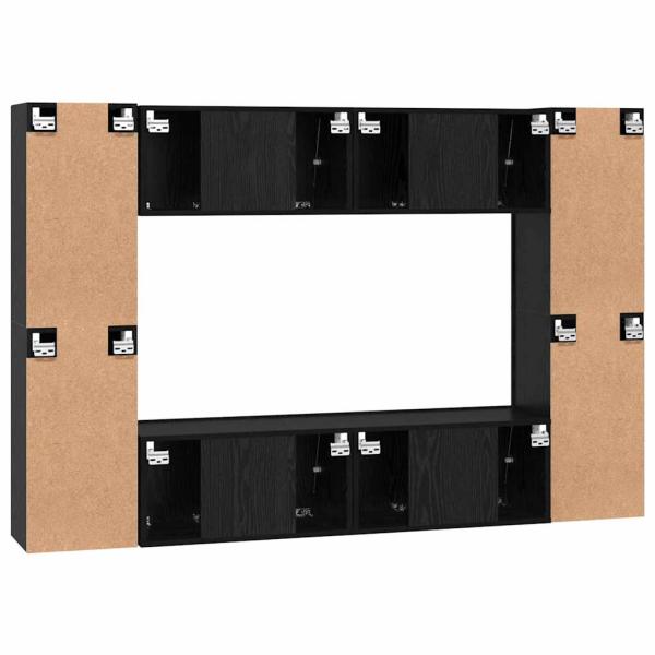 TV-Schrank-Set mit Regal 8 pcs Schwarz Eiche 181 x 30 x 120 cm